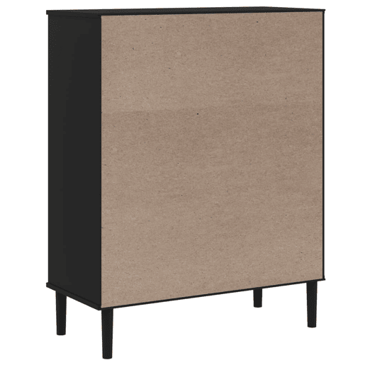 vidaXL Móvel alto SENJA aspeto vime 90x40x112 cm pinho maciço preto
