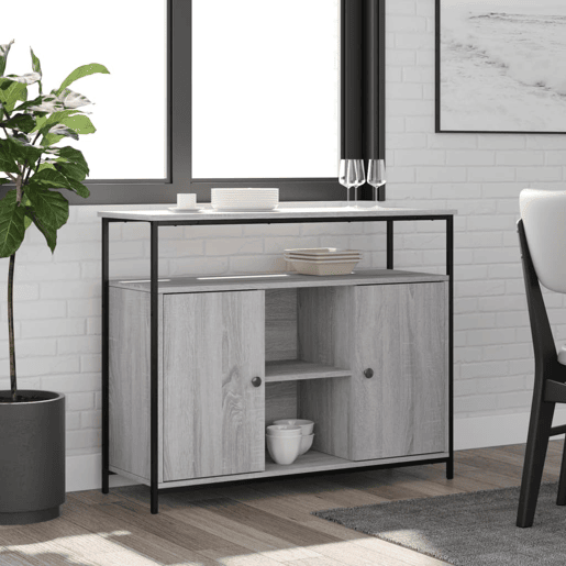 vidaXL Aparador 100x35x80 cm derivados de madeira cinzento sonoma