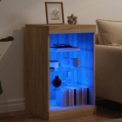 vidaXL Aparador com luzes LED 41x37x67 cm carvalho sonoma vidaXL Aparador com luzes LED 41x37x67 cm carvalho sonoma