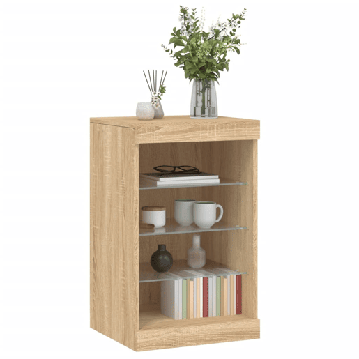 vidaXL Aparador com luzes LED 41x37x67 cm carvalho sonoma vidaXL Aparador com luzes LED 41x37x67 cm carvalho sonoma