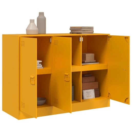 vidaXL Aparador 99x39x73 cm aço amarelo mostarda