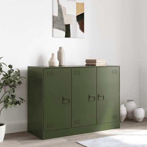 vidaXL Aparador 99x39x73 cm aço verde azeitona vidaXL Aparador 99x39x73 cm aço verde azeitona