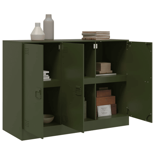 vidaXL Aparador 99x39x73 cm aço verde azeitona vidaXL Aparador 99x39x73 cm aço verde azeitona