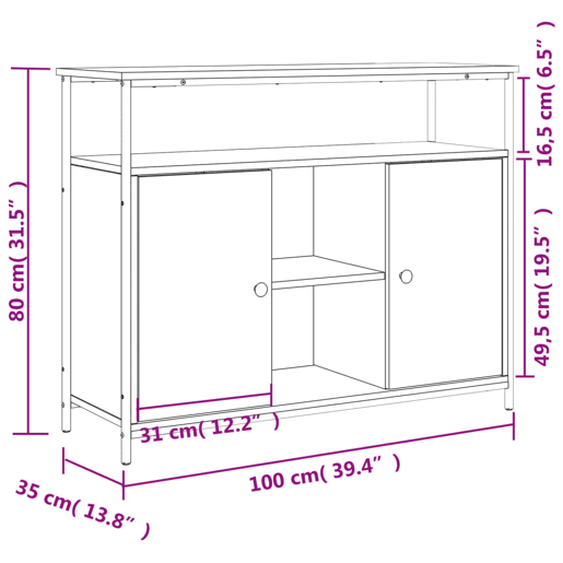 vidaXL Aparador Carvalho Sonoma 100x35x80 cm Madeira Engenheirada vidaXL Aparador Carvalho Sonoma 100x35x80 cm Madeira Engenheirada