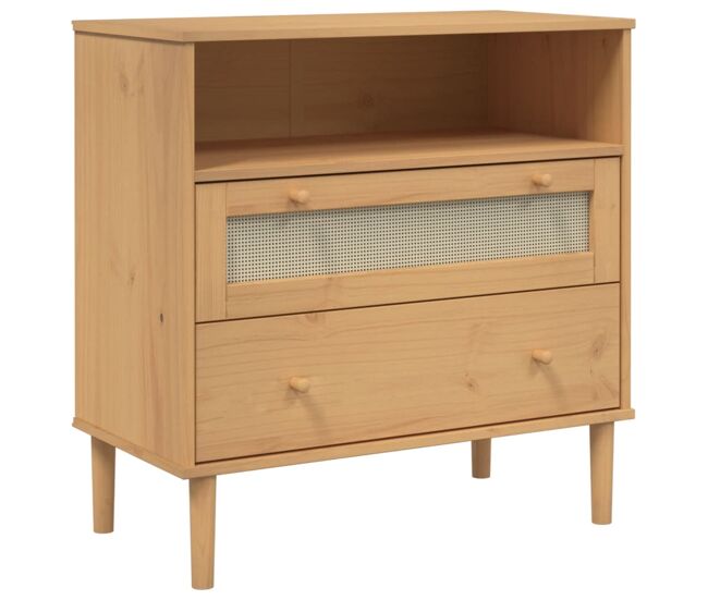 Vidaxl aparador senja aspecto de ratán madera pino marrón 80x40x80 cm