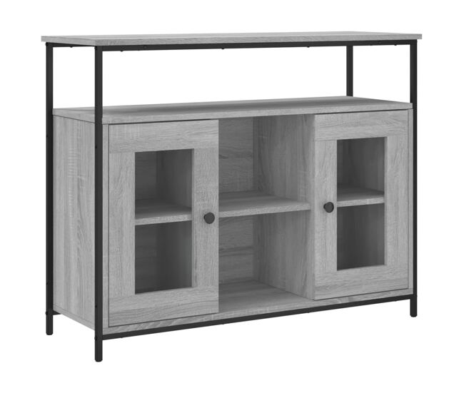 Vidaxl aparador de madera de ingeniería gris sonoma 100x35x80 cm
