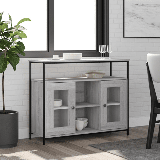 vidaXL Aparador 100x35x80 cm derivados de madeira cinzento sonoma