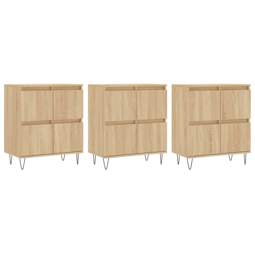 vidaXL Aparadores 3 pcs derivados de madeira cor carvalho sonoma