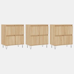 vidaXL Aparadores 3 pcs derivados de madeira cor carvalho sonoma