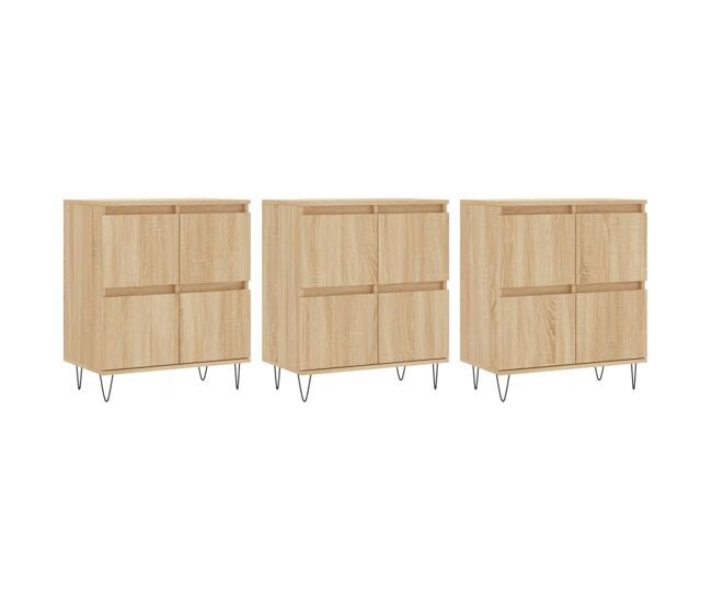 Vidaxl aparadores 3 uds madera contrachapada color roble sonoma