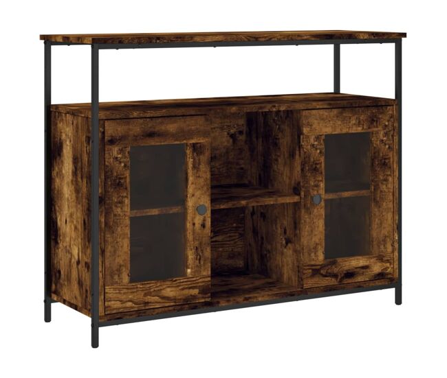 Vidaxl aparador de madera de ingeniería roble ahumado 100x35x80 cm