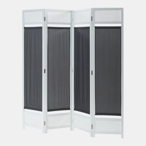 Biombo Dorotea com 4 painéis 160x170 cm - BrancoCinza escuro en.casa