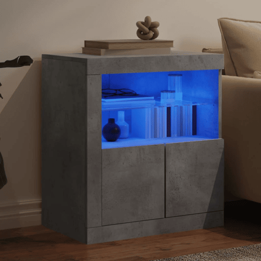 vidaXL Aparador com luzes LED 60,5x37x67 cm cinzento cimento