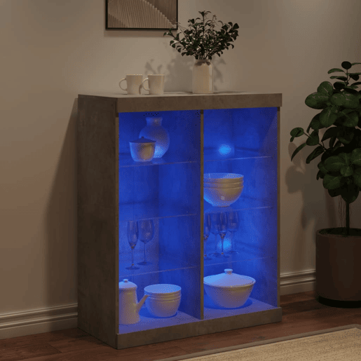 vidaXL Aparador com luzes LED 81x37x100 cm cinzento cimento vidaXL Aparador com luzes LED 81x37x100 cm cinzento cimento