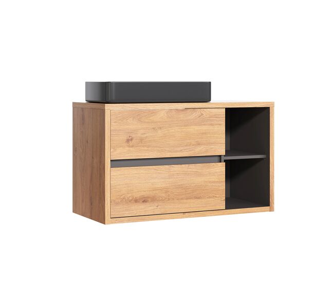 Mueble lavabo individual 100cm rigel madera y antracita