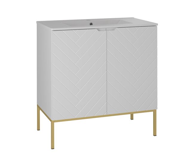 Mueble lavabo individual encastrado 2 puertas sobre patas Daria 80