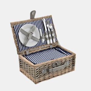 casa.pro Cesto de piquenique para 2 pessoas com geleira, talheres, pratos, copos - branco  azul