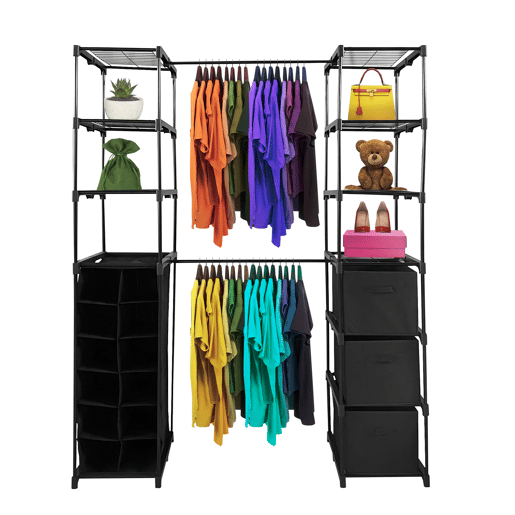 Cabide para guarda-roupa Nyana Home | Organizador de roupas | 12 prateleiras | 2 Cabides de várias alturas | 158x50x207cm