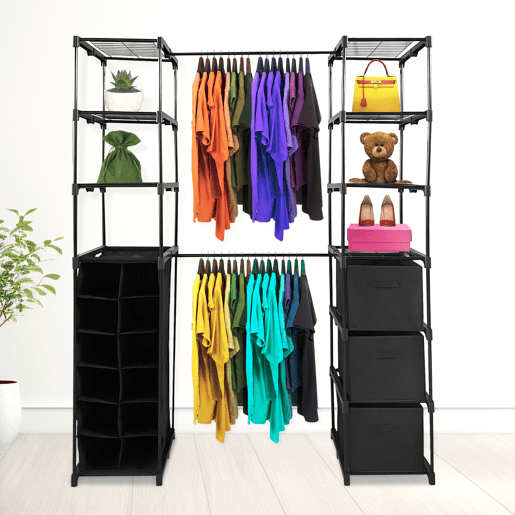 Cabide para guarda-roupa Nyana Home | Organizador de roupas | 12 prateleiras | 2 Cabides de várias alturas | 158x50x207cm