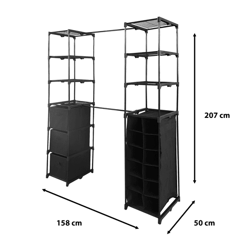 Cabide para guarda-roupa Nyana Home | Organizador de roupas | 12 prateleiras | 2 Cabides de várias alturas | 158x50x207cm