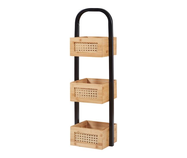 Estantería para baño tervola con 3 cestas 73x23x19cm - negro/bambú