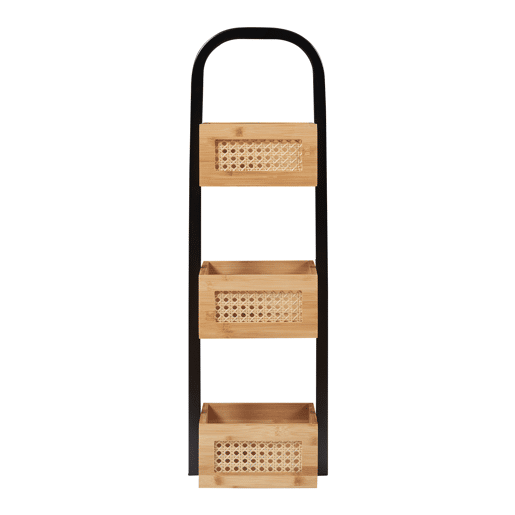 Prateleira de casa de banho Tervola com 3 cestos 73x23x19cm - PretoBambu