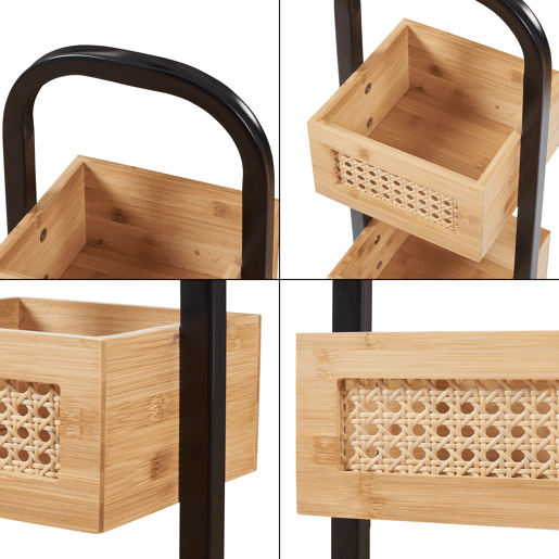 Prateleira de casa de banho Tervola com 3 cestos 73x23x19cm - PretoBambu