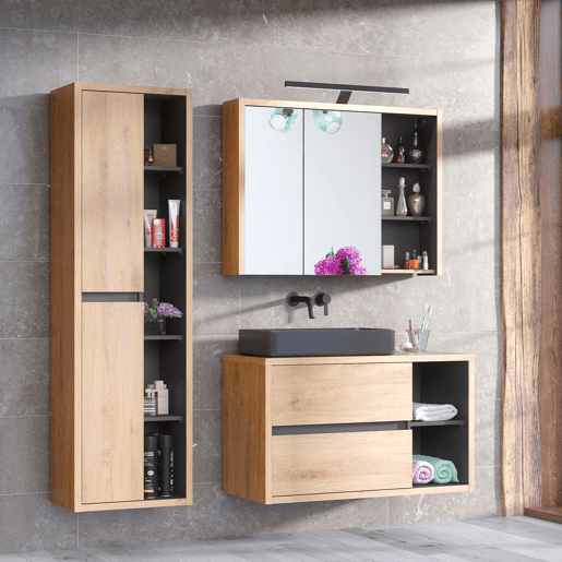 Móvel de toucador 100cm plan de toilette Rigel madeira e antracite
