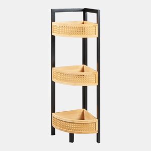 Estante de canto Tervola 3 níveis MDF 80x23x23cm - PretoNatural en.casa