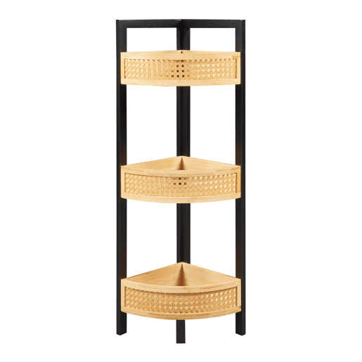 Estante de canto Tervola 3 níveis MDF 80x23x23cm - PretoNatural en.casa