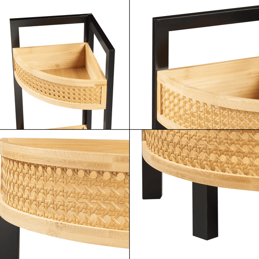 Estante de canto Tervola 3 níveis MDF 80x23x23cm - PretoNatural en.casa