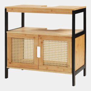 Móvel de casa de banho para lavatório Tervola MDF 60x60x35 cm - PretoRattan en.casa