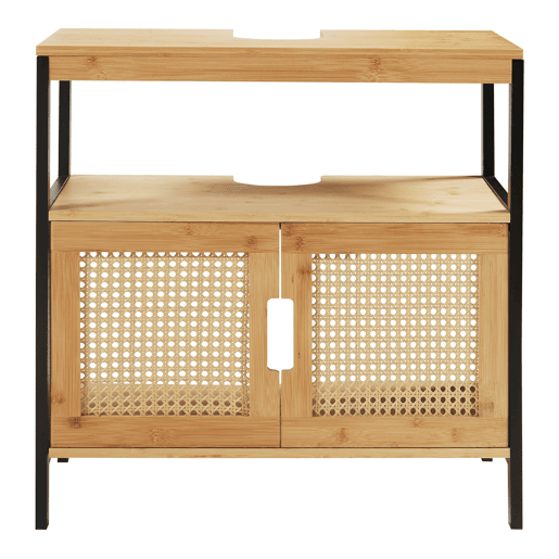 Móvel de casa de banho para lavatório Tervola MDF 60x60x35 cm - PretoRattan en.casa