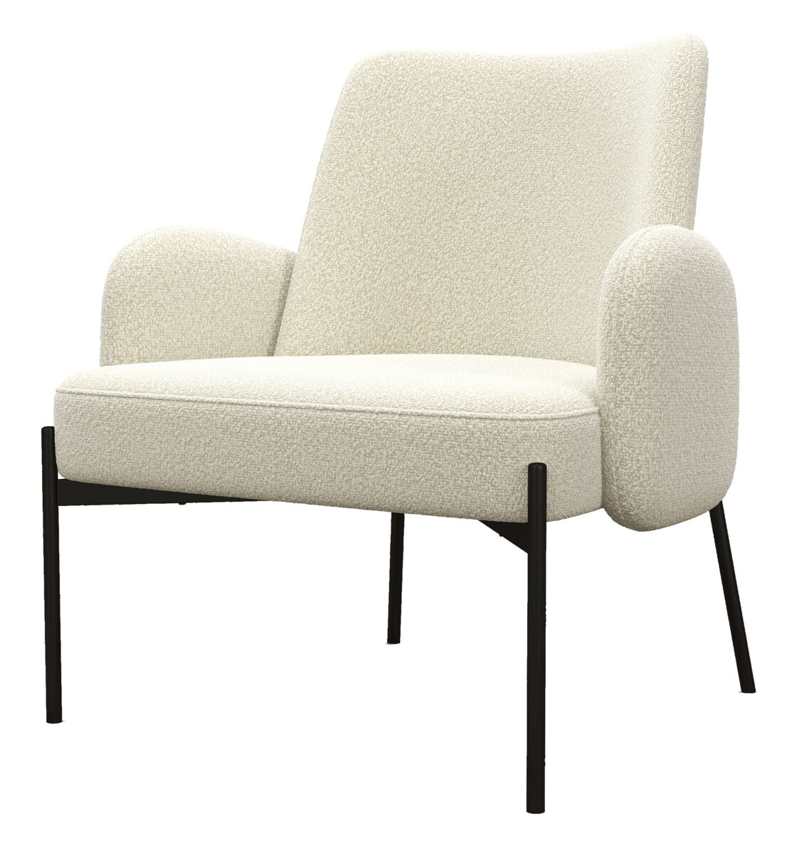 ALEX-Sillón de tela y metal Blanco/ Negro