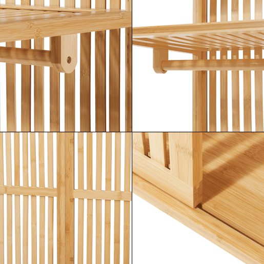 Cabide de burro Ypäjä com prateleiras e porta de bambu 187x80x47cm - Cor natural en.casa