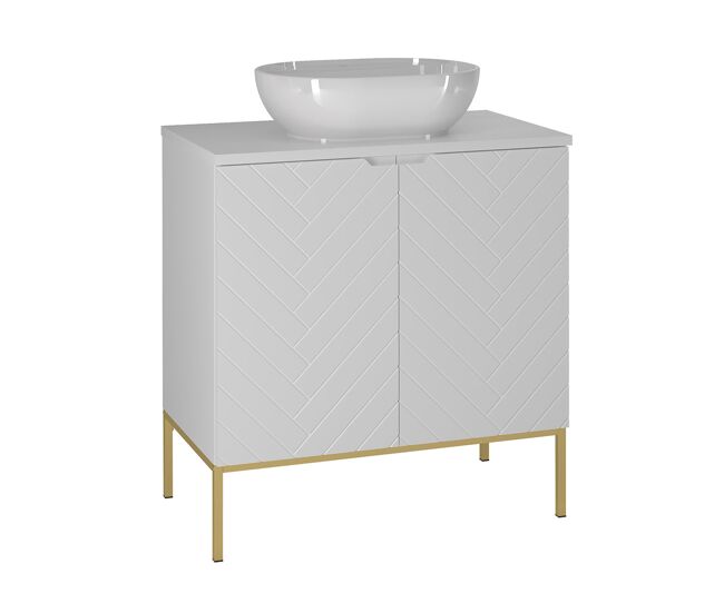 Mueble lavabo individual 80cm 2 puertas sobre patas daria blanco