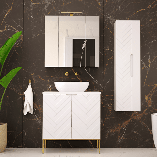 Móvel de toucador simples de 80 cm com pés Daria Branco