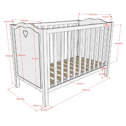 Berço 60x120 Vipack Amori Branco