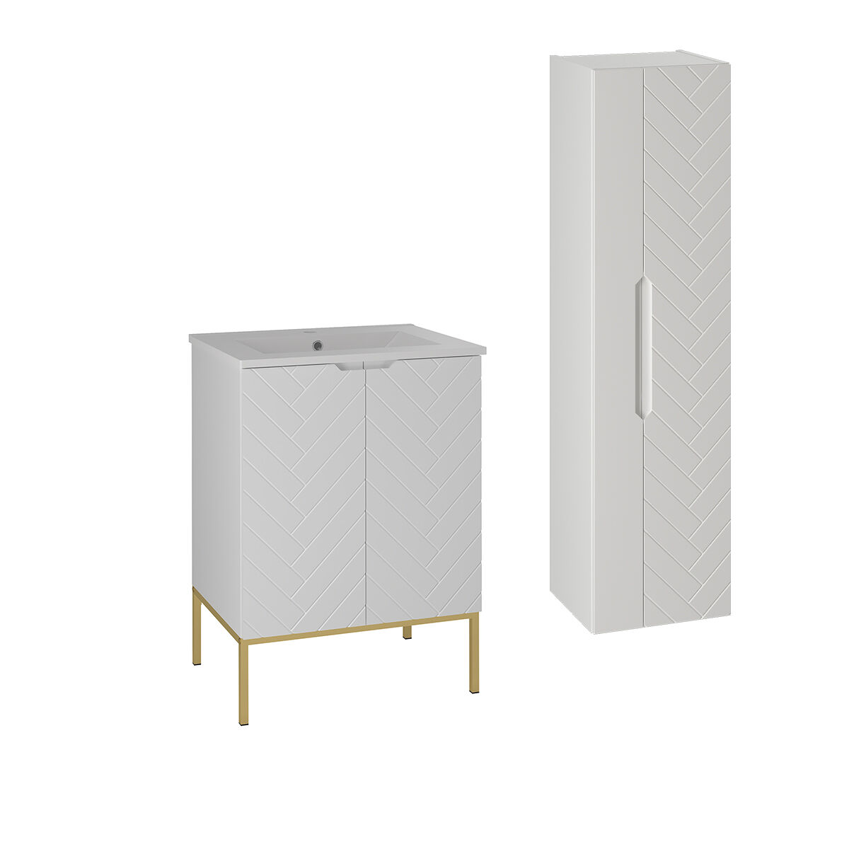 Conjunto de muebles con lavabo individual encastrado y columna Daria 60
