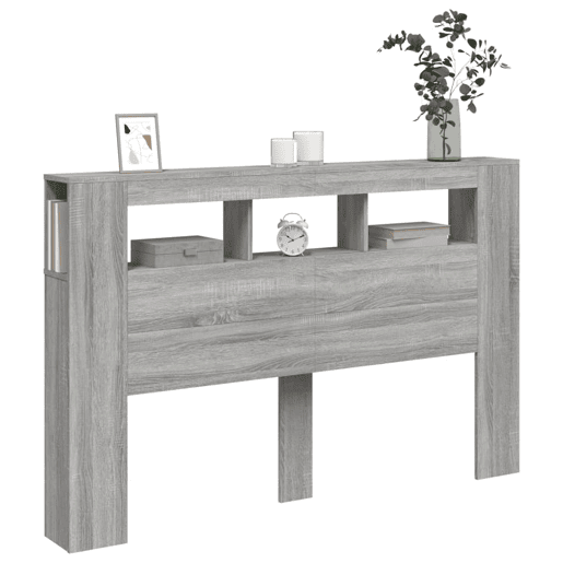 vidaXL Cabeceira c LEDs 160x18,5x103,5 cm sonoma cinzento