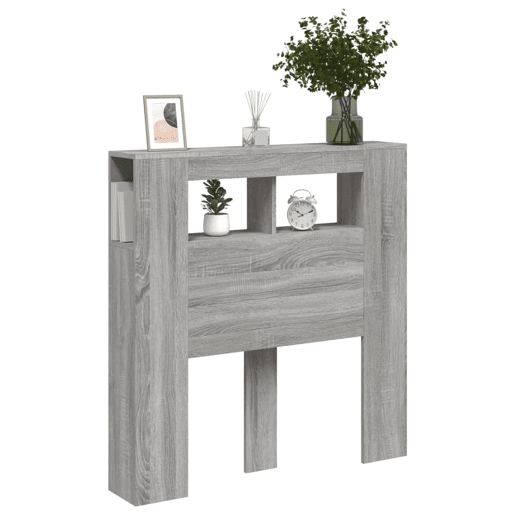 vidaXL Cabeceira c LEDs 100x18,5x103,5 cm sonoma cinzento vidaXL Cabeceira c LEDs 100x18,5x103,5 cm sonoma cinzento