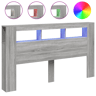 vidaXL Cabeceira c LEDs 180x18,5x103,5 cm sonoma cinzento