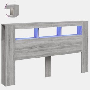 vidaXL Cabeceira c LEDs 180x18,5x103,5 cm sonoma cinzento