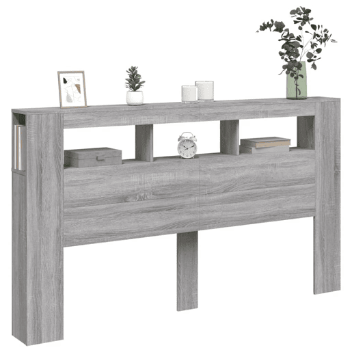 vidaXL Cabeceira c LEDs 180x18,5x103,5 cm sonoma cinzento