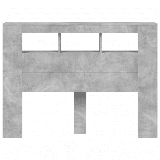 vidaXL Cabeceira c LEDs 140x18,5x103,5 cm cinzento-cimento