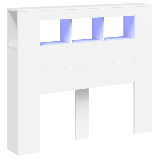 vidaXL Cabeceira cama c LEDs 120x18,5x103,5 cm deriv. madeira branco