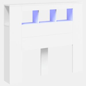 vidaXL Cabeceira cama c LEDs 120x18,5x103,5 cm deriv. madeira branco