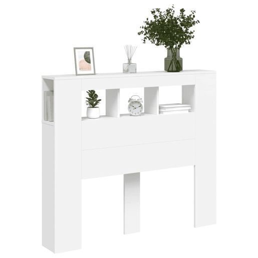 vidaXL Cabeceira cama c LEDs 120x18,5x103,5 cm deriv. madeira branco