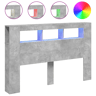 vidaXL Cabeceira c LEDs 160x18,5x103,5 cm cinzento-cimento