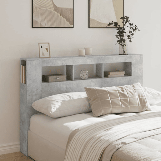 vidaXL Cabeceira c LEDs 160x18,5x103,5 cm cinzento-cimento vidaXL Cabeceira c LEDs 160x18,5x103,5 cm cinzento-cimento